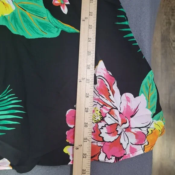 Old Navy Womens XS Black Floral Fit & Flare Cami Dress Tropical Beach Hawaii - Picture 6 of 7